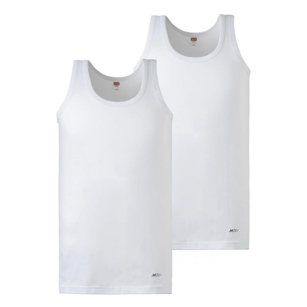 Mody Tank Tops Men Undershirts 2 Pack White Size L